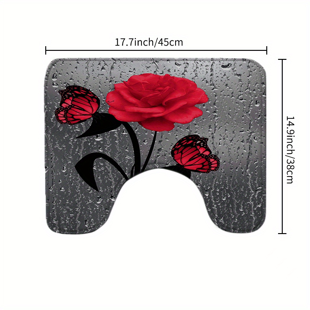 1 teiliges Badezimmerteppich set Rose Schmetterling - Temu Austria