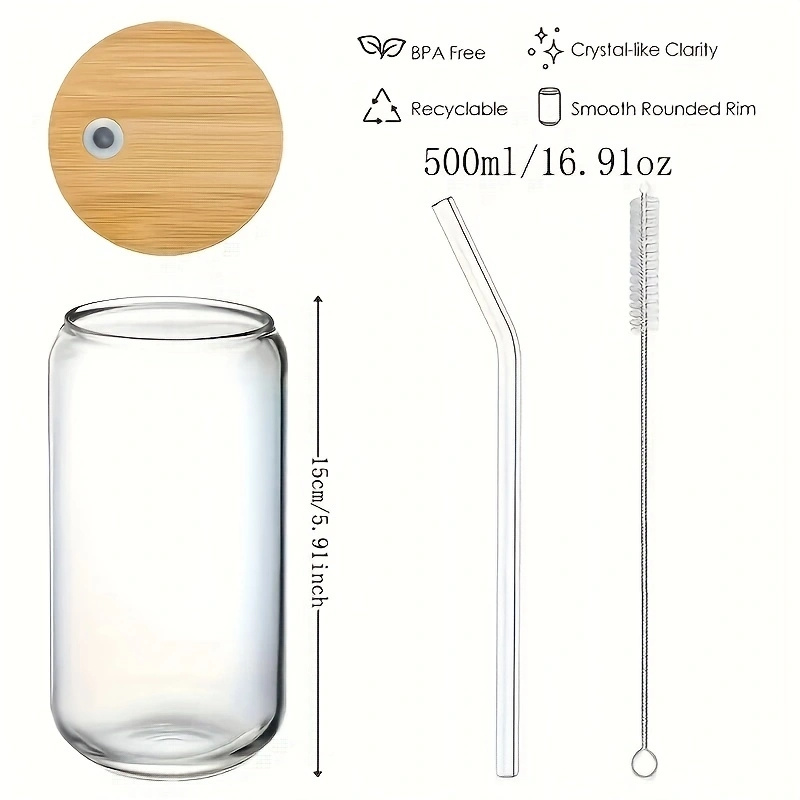 URMAGIC 2 Set Beer Can Glasses with Bamboo Lid and Glass Straws, Can Shaped  Glass Cups,Creative Drin…See more URMAGIC 2 Set Beer Can Glasses with