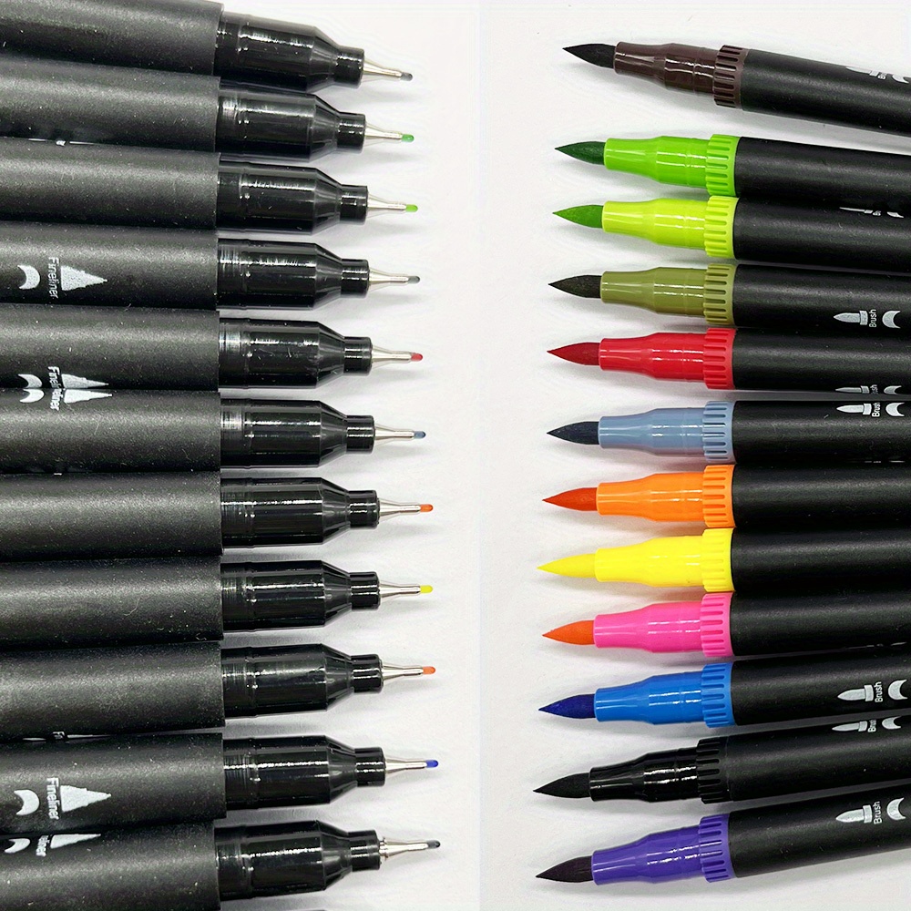 Dual Tip Brush Markers Pens:12 Colored Calligraphy Pens Dual - Temu Canada