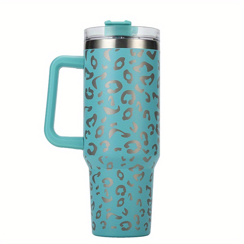 Mint METALLIC Leopard Tumbler Cup with Handle