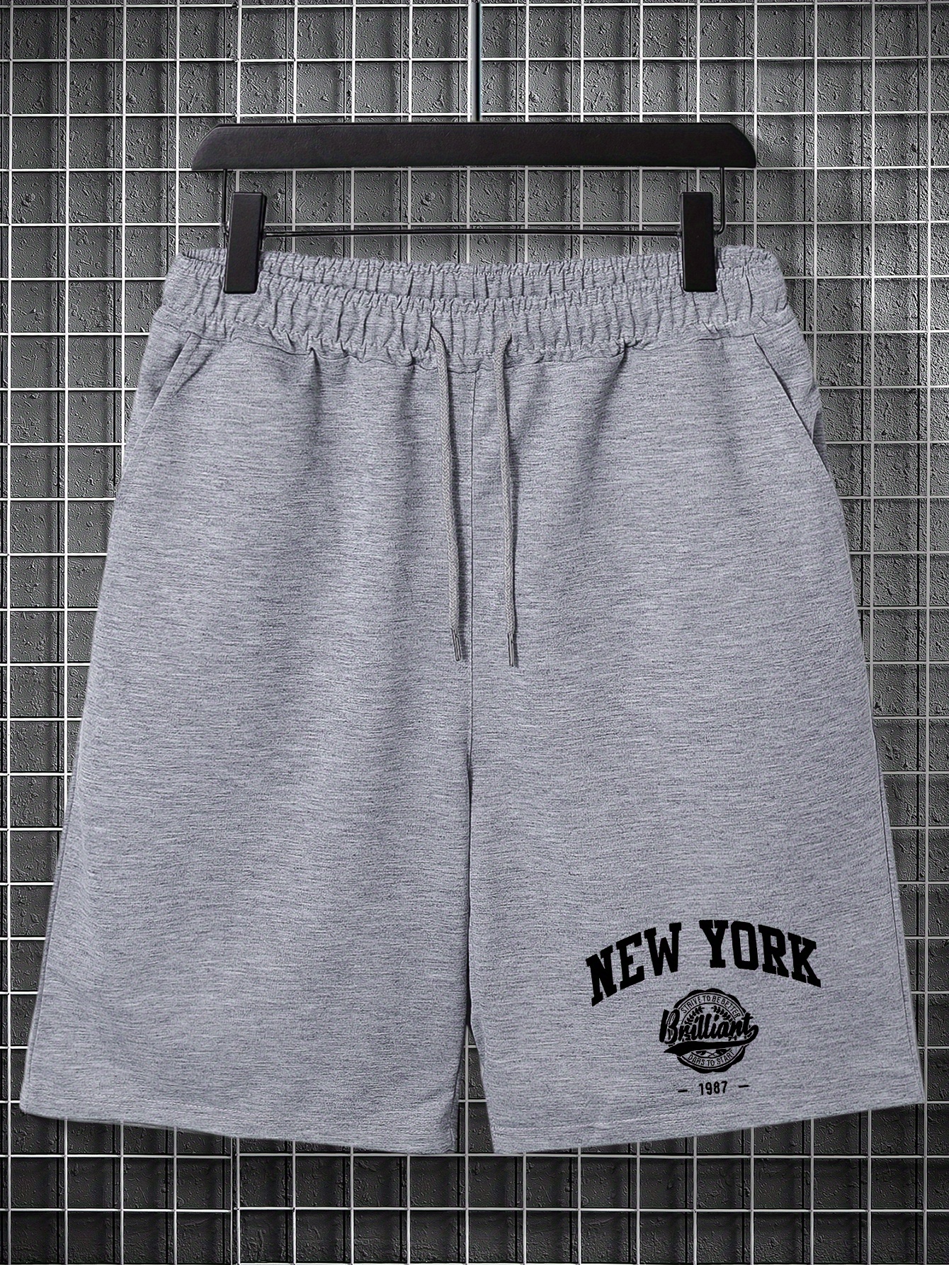 new York'' Print, Men's Comfy Loose Drawstring Shorts, Male Summer