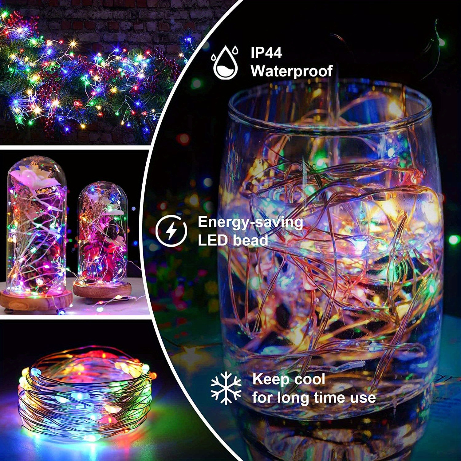 2 pack 32 8ft 100led fairy lights battery operated with remote control timer 8 modes waterproof copper wire twinkle string lights christmas lights for bedroom party indoor warm white multicolor cool white details 4