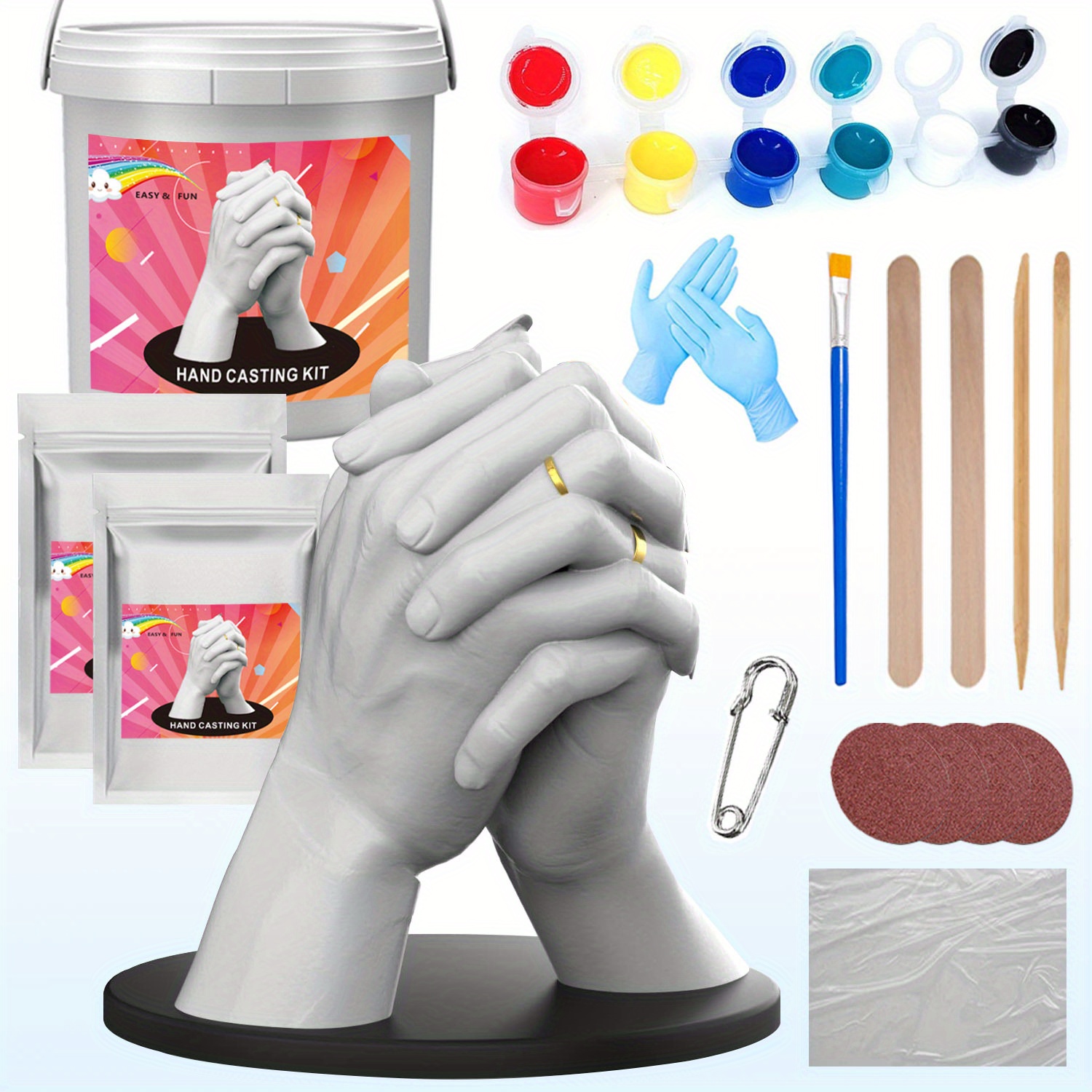 Hand Casting Kit Couples,PewinGo Plaster Hand Mold Casting Kit, Hand Mold  Kit Couples,DIY Gifts Ideas for