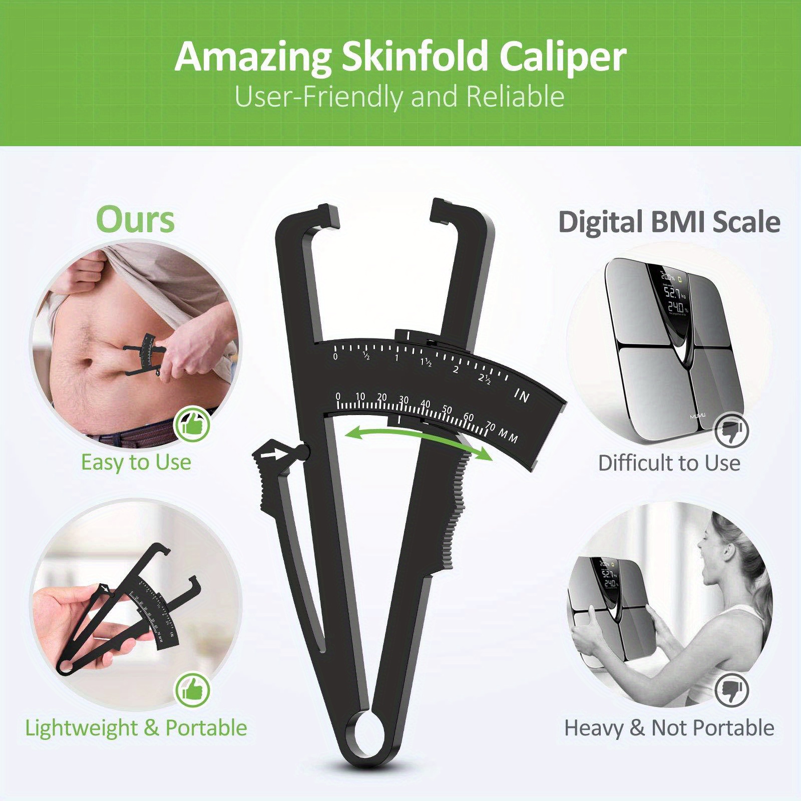 Body Fat Caliper, Digital Fat Caliper, Wear-Resistant Digital