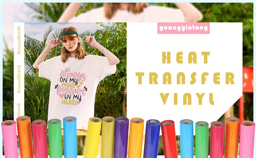 guangyintong HTV Vinyl Rolls Heat Transfer Vinyl - 12 x 20ft Pink HTV Vinyl for Shirts, Iron on Vinyl for All Cutter Machine - Easy to Cut & Weed
