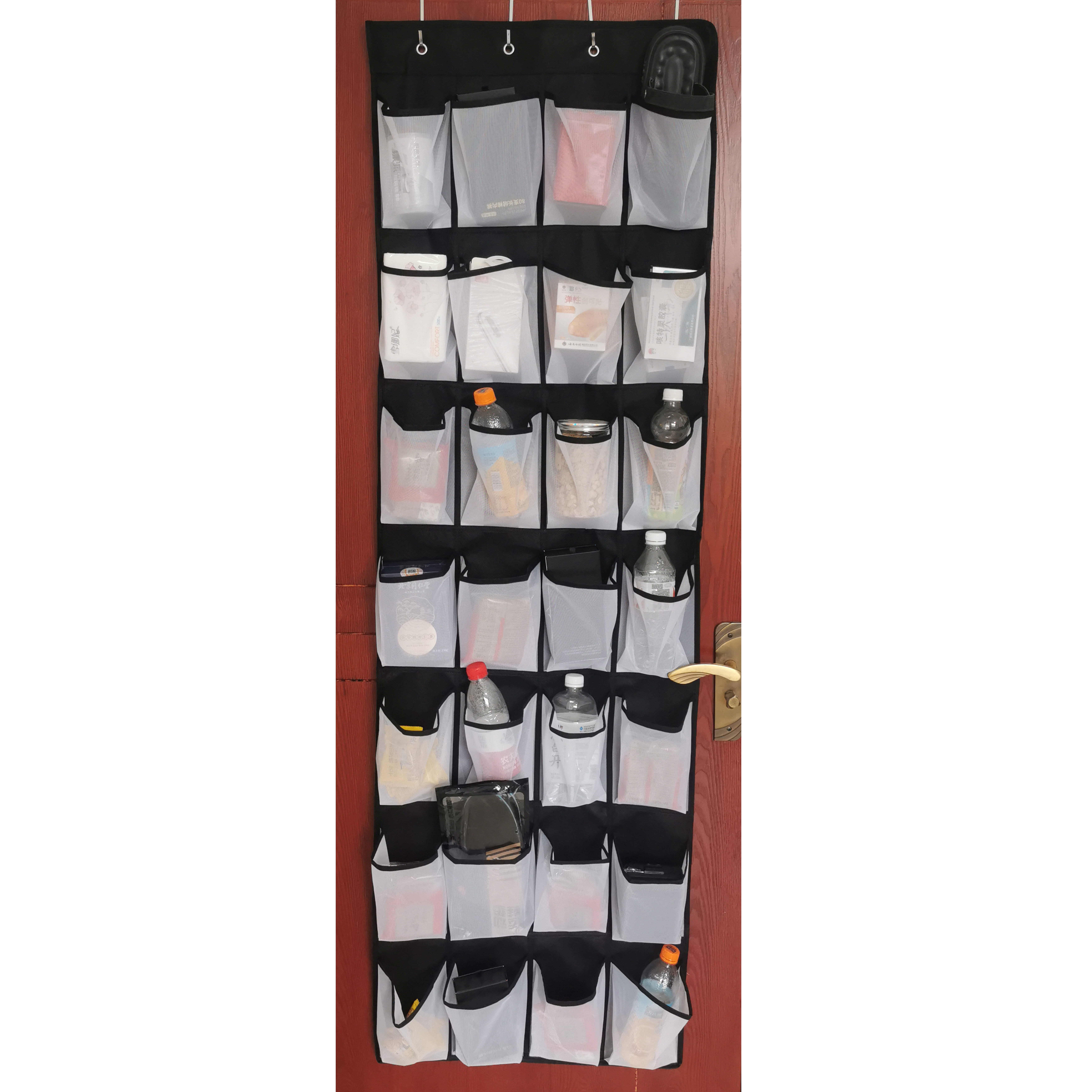 24 Pockets Shoe Hanger Door Hanging Clear Shoe Organizer Mesh Shoe