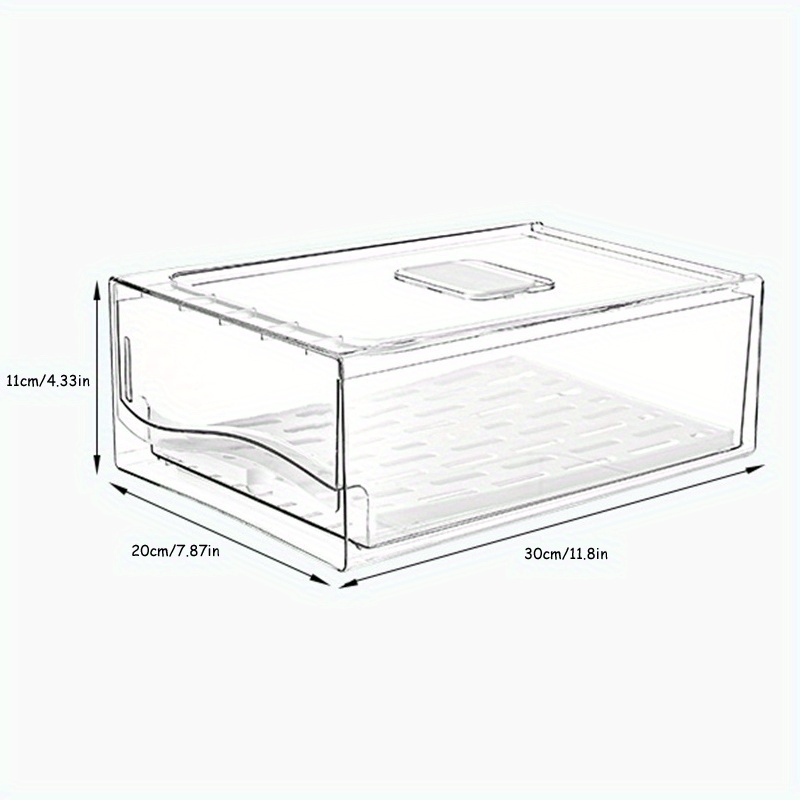 Drawer Type Refrigerator Storage Box With Drain Pad, Freezer Storage Bin,  Stackable Refrigerator Organizer And Food Storage Cleaner For Organize  Storage Cabinets In Refrigerator, Kitchen, Pantry, Kitchen Accessories -  Temu