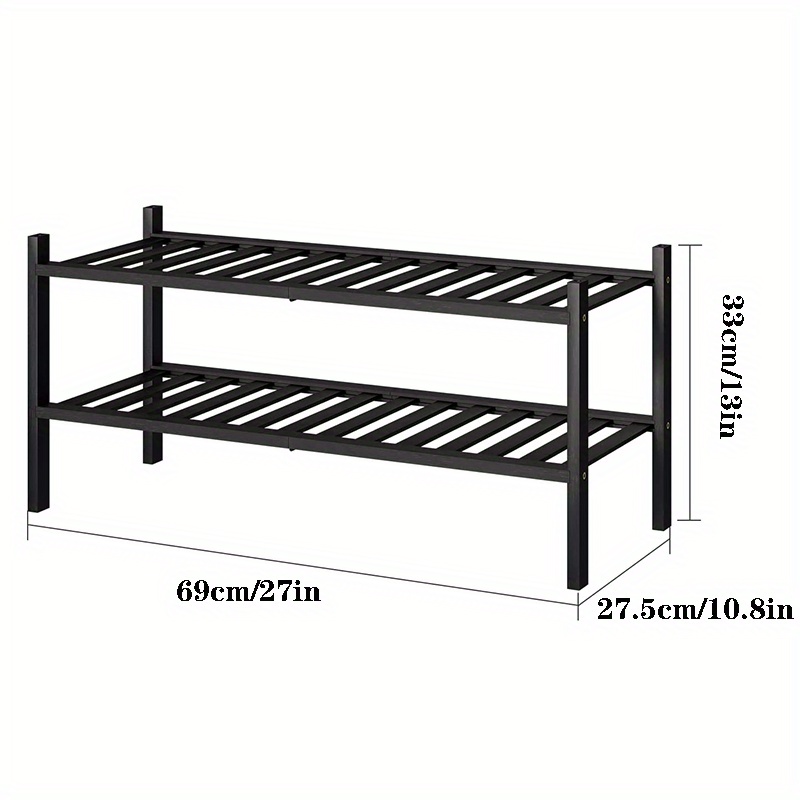 Shoe Rack 3 Tier White & Bamboo