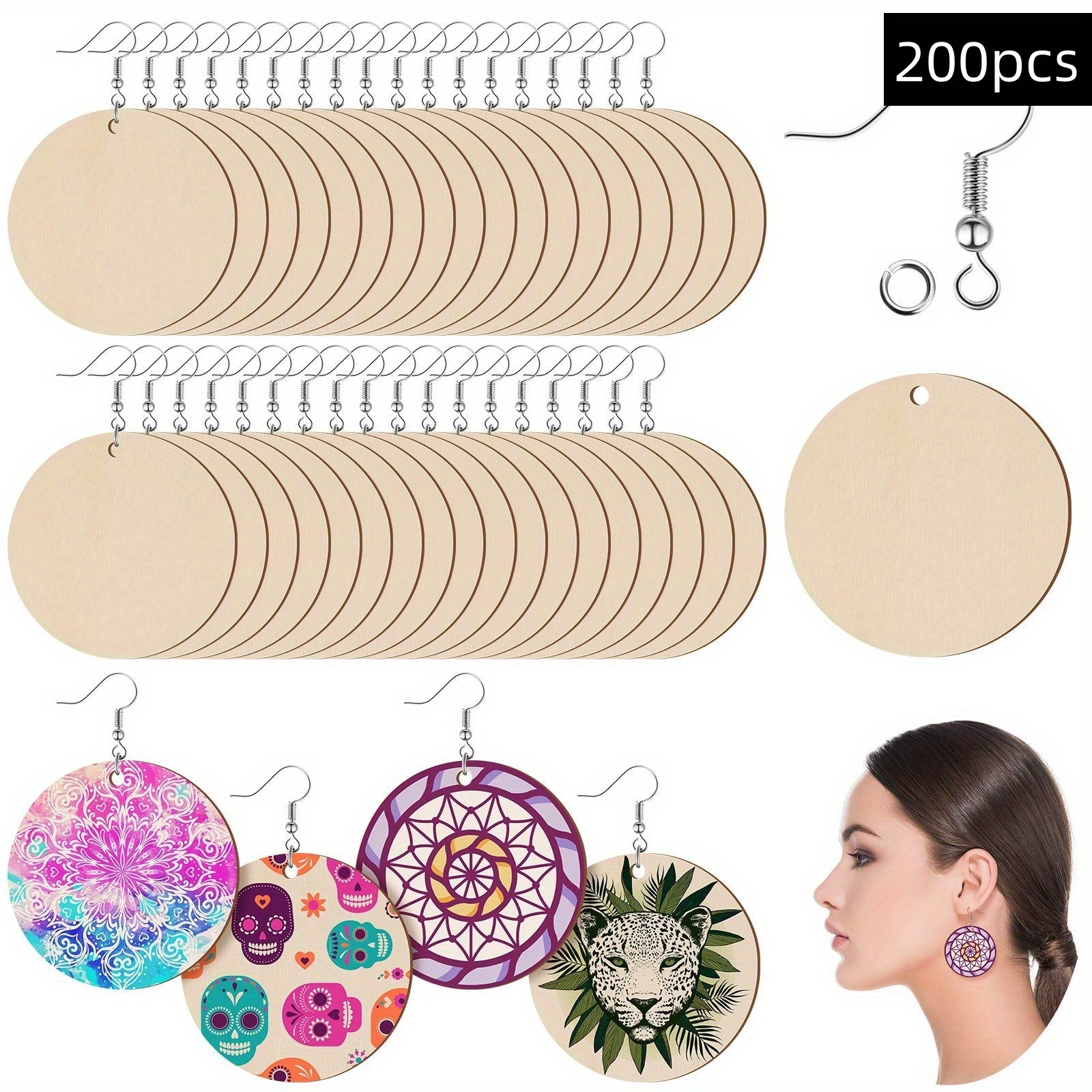 200Pcs Earrings Blanks Wood Earring Blanks Wood Earring Pendant