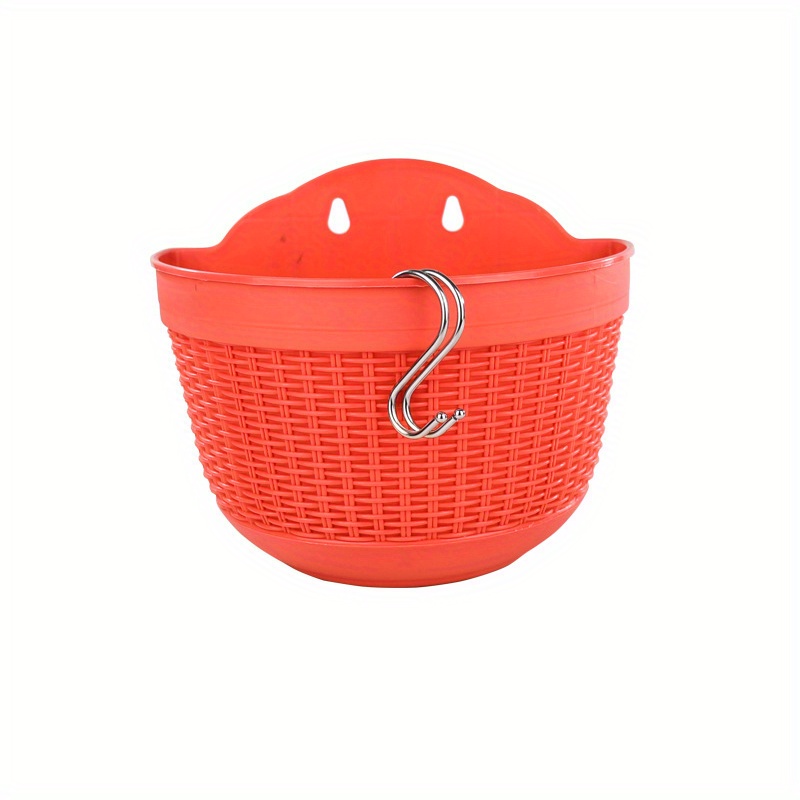 Wall Hanging Storage Basket Woven Plastic Rattan Basket Flower