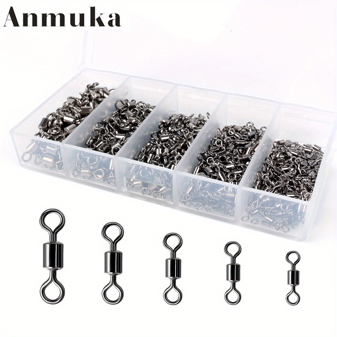 50Pcs Fishing Swivels Connector Snap Swivel Stainless Steel Bearing Rolling  Swivels for Saltwater Freshwater (6#)