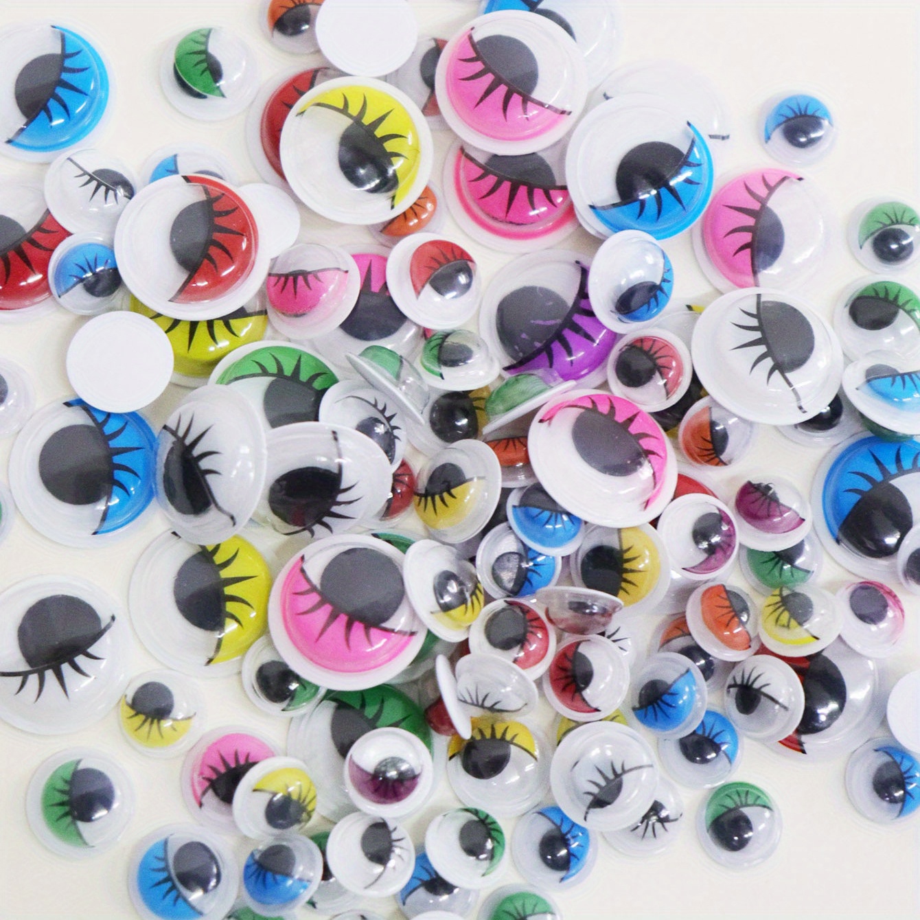 120pcs/pack Size Mixed With Adhesive Black And White Colored Eyelashes Eye Activity Eye Beads Animal Eye Stickers Diy Handmade Three-dimensional Moving Eye Material Accessories