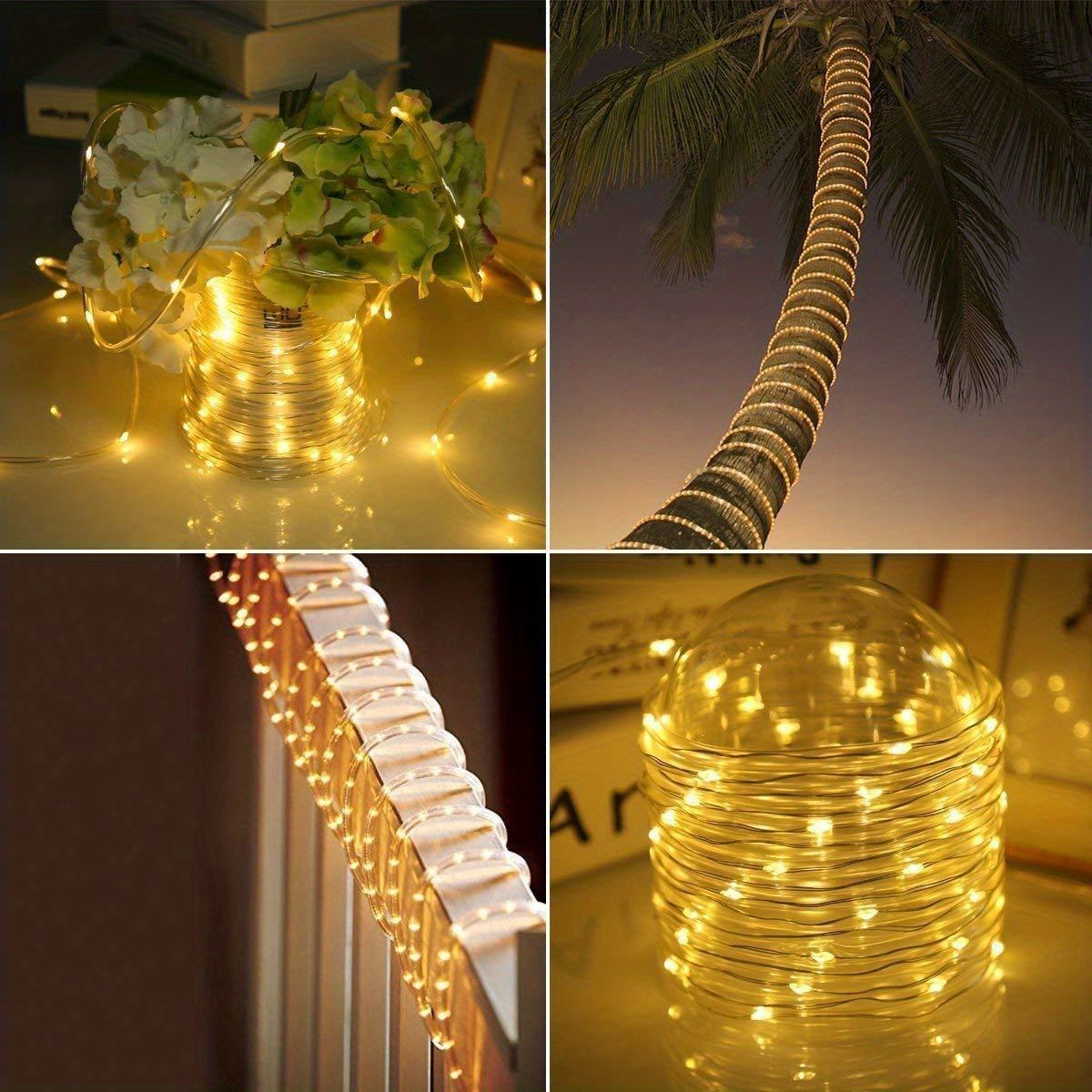 1 pack solar rope string light 39 4ft 100l 8 modes waterproof outdoor led copper wire lights for garden decor lamp wedding party tree xmas halloween holiday decoration lighting warm white multicolor details 2