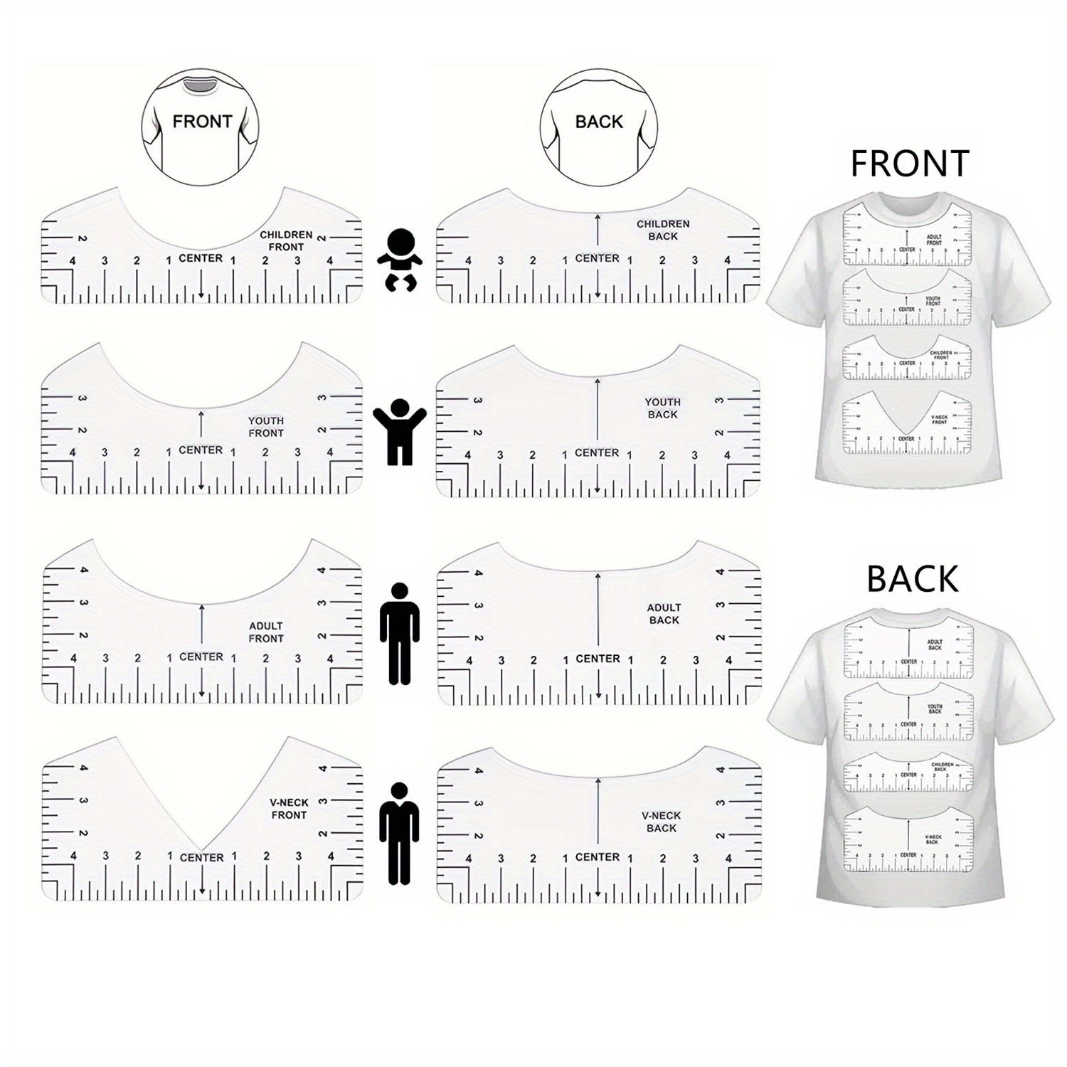 12Pcs Tshirt-Ruler Guide for Vinyl Alignment, for Oman