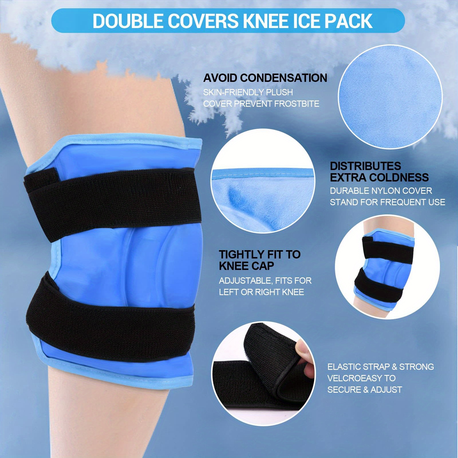 Knee Ice Pack Wrap Injury Reusable Ergonomic Design Cold - Temu