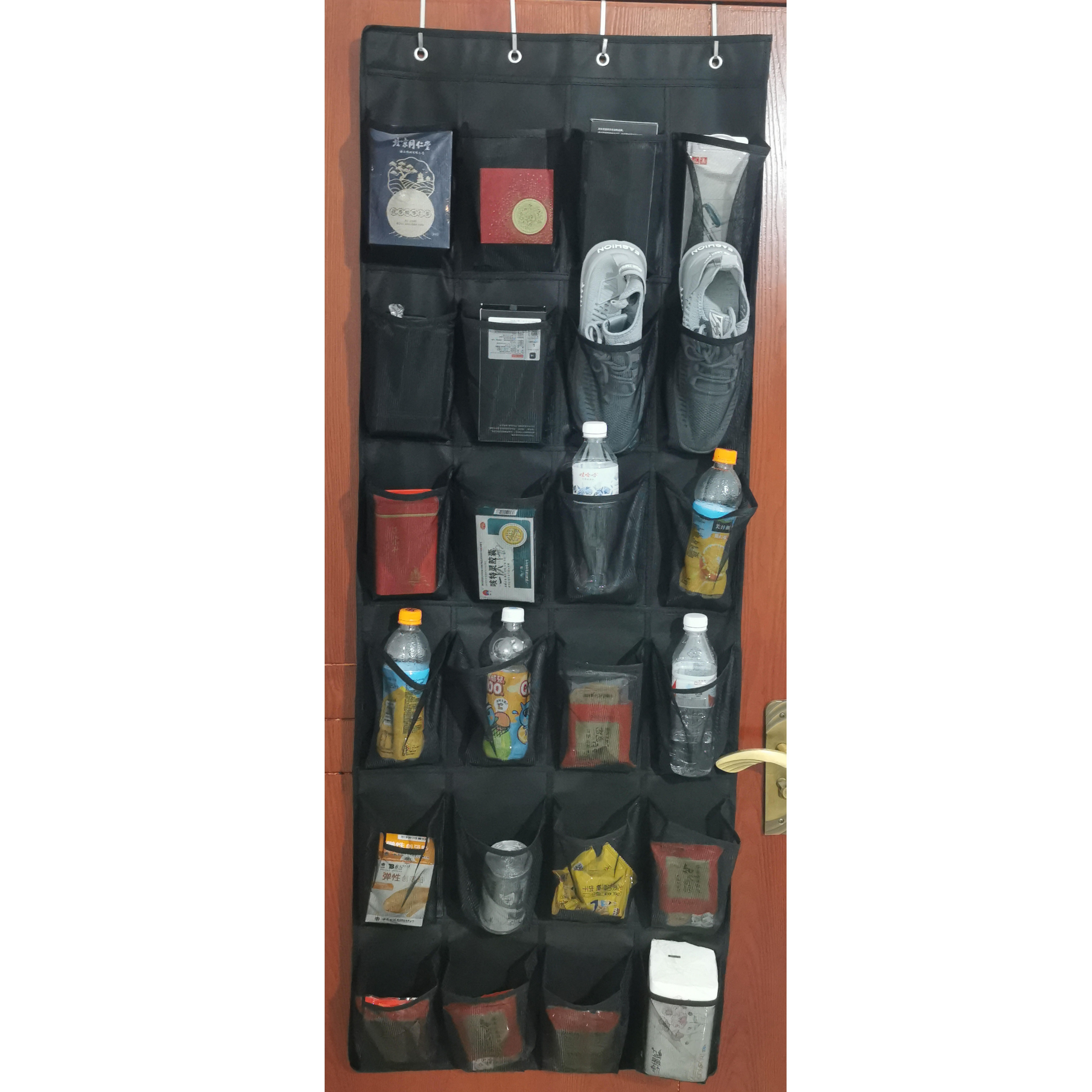 Black 24-Pocket Over-The-Door Hanging Shoe Organizer
