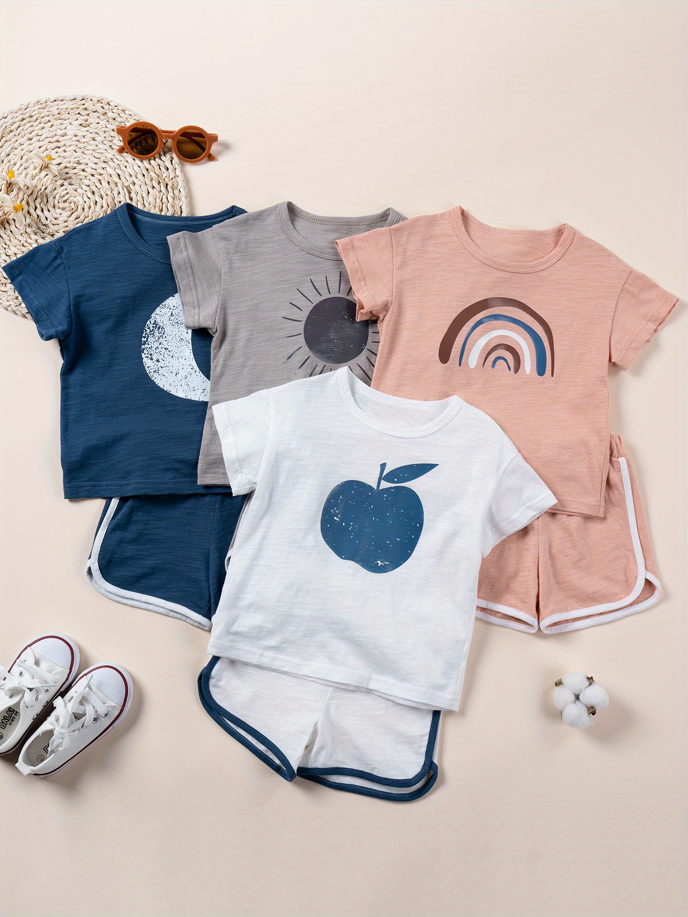 Toddler Kids Clothes Sets Summer Rainbow Printed T shirt - Temu United ...