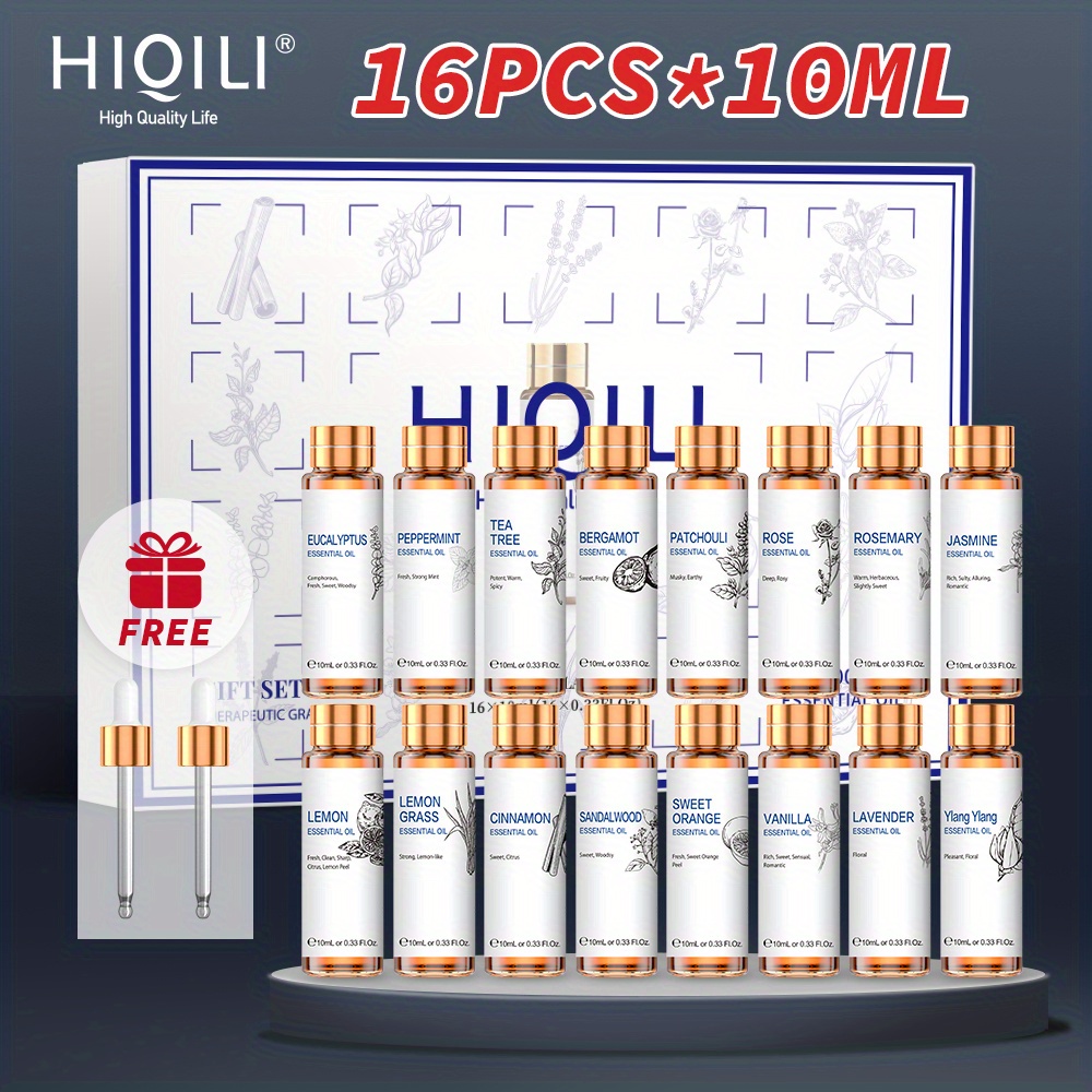 Hiqili 6pcs Set De Aceites Esenciales, 0.33 Fl Oz/10 Ml Aceite Natural Puro  Para Aromaterapia L Humidificador, Masaje, Difusor, Cuidado De La Piel Y El  Cabello - Salud Y Hogar - Temu