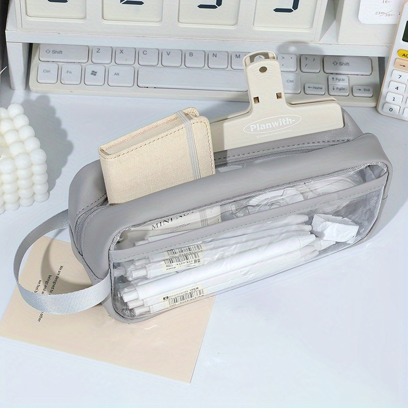 Large Capacity Transparent Pencil Bag Aesthetic School Cases