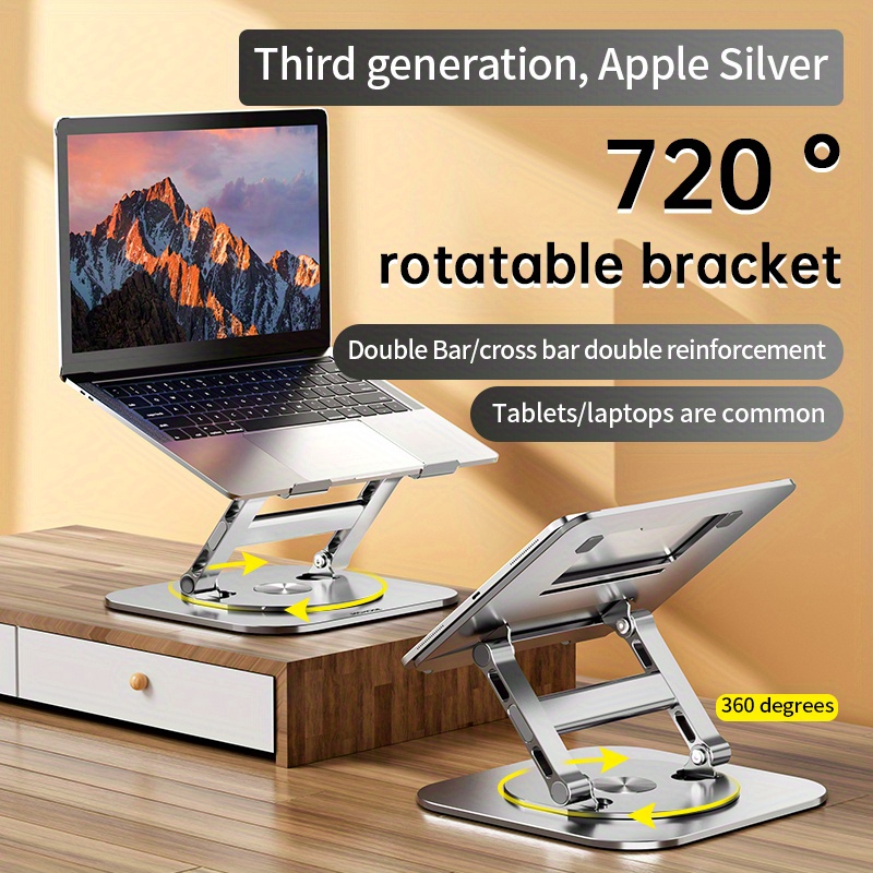  AOEVI Adjustable Computer Stand with 360 Rotating Base,  Ergonimic Foldable Laptop Riser for Desk Compatible with MacBook Pro/Air  Notebook up to 16 Inches, Silver : Electronics