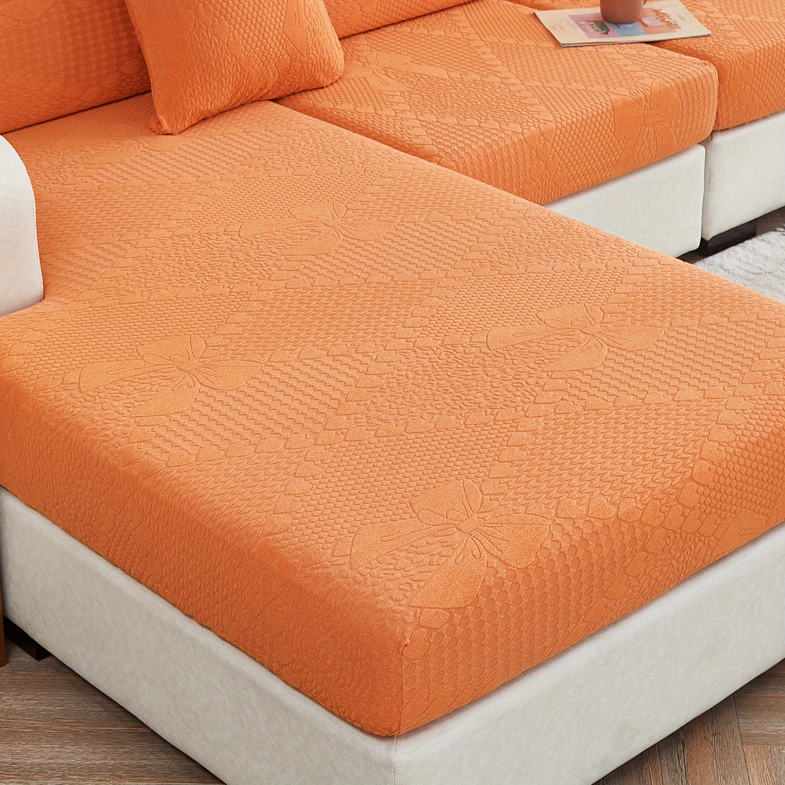 Polar Fleece Sofa Slipcover - Non-slip Sofa Cover With Bow Pattern