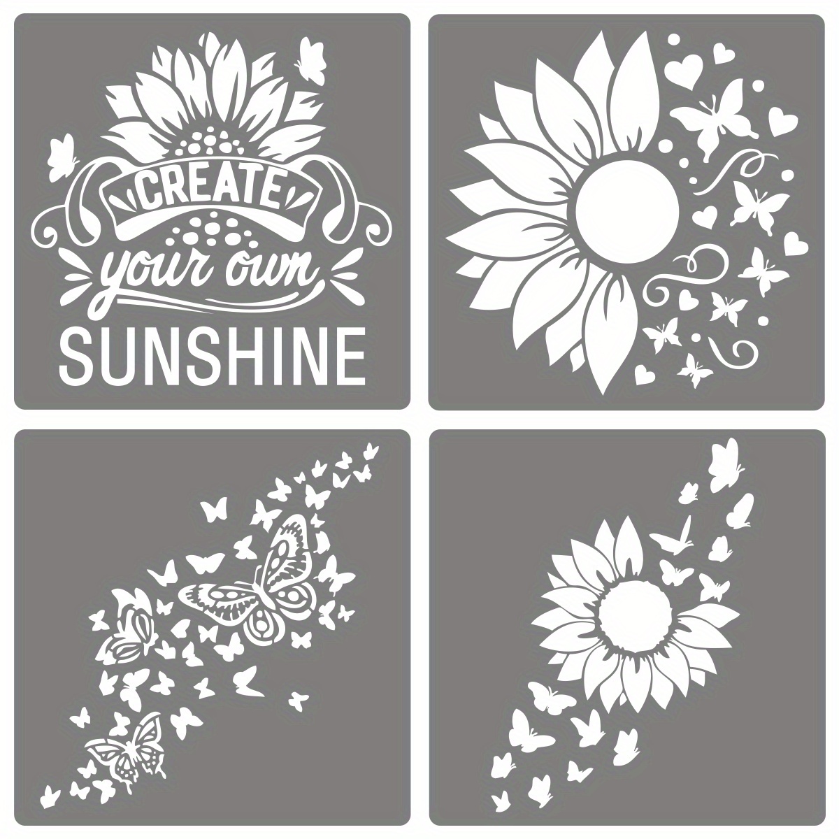 Hellobye20PCS Reusable Flower Stencils For Painting On Wood, Butterfly &  Sunflower 