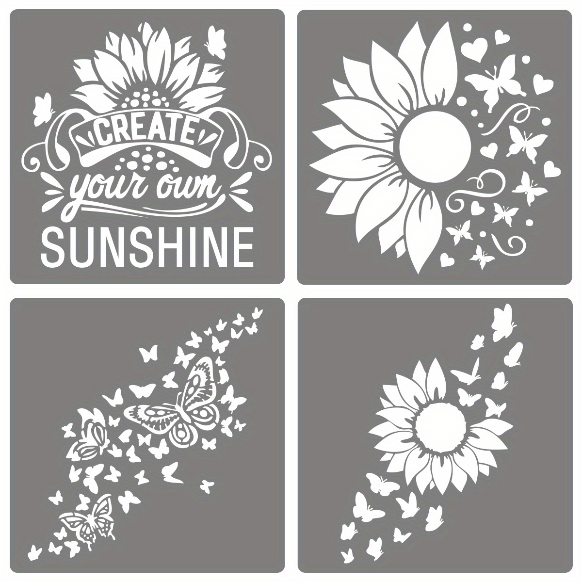 Reusable Floral Stencils Sunflower Bee Butterfly Painting - Temu