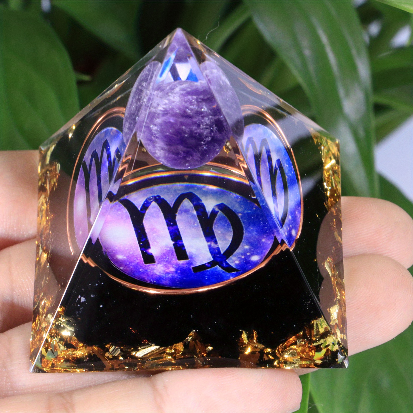 1pc Twelve Constellations Orgone Pyramid Amethyst Peridot Healing Crystal Energy