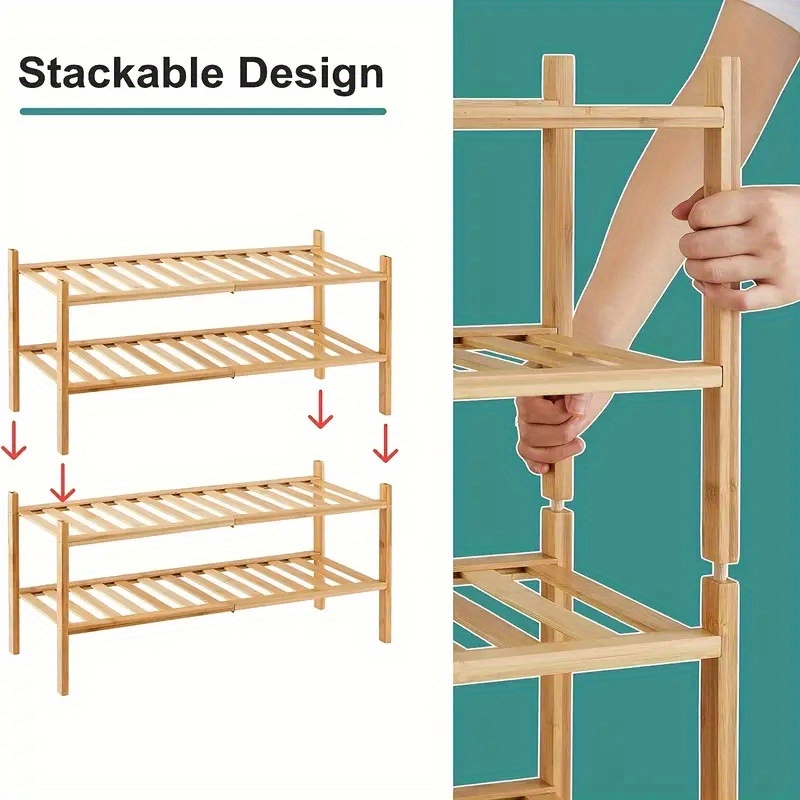Multi functional 2/3 Tier Bamboo Foldable Shoe Rack Organize Temu New