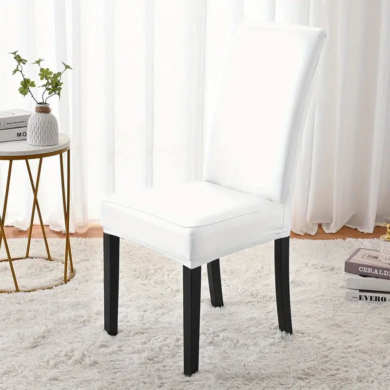 1pc elastic leather stretch dining chair slipcovers four seasons universal chair slipcover for wedding dining room office banquet house home decor details 20