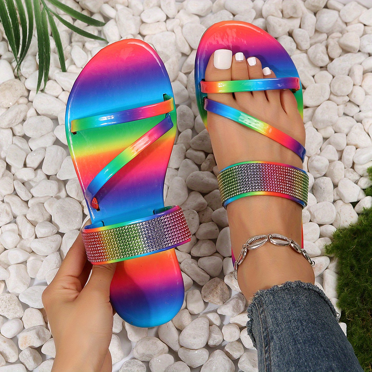 Womens best sale holographic sandals