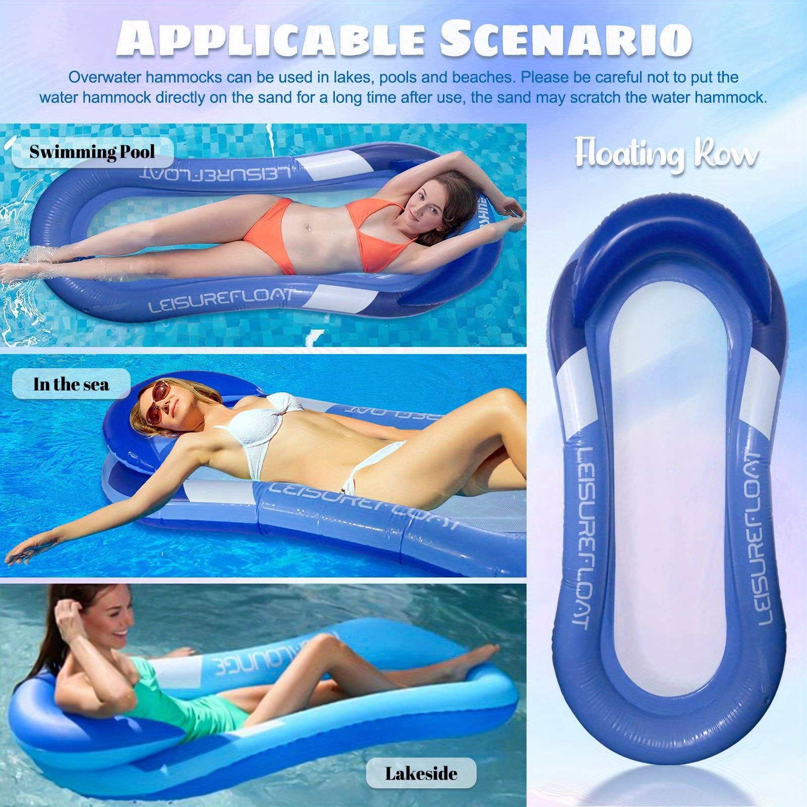 Inflatable Pool Lounger Adults Float Hammock Raft Air Sofa Temu