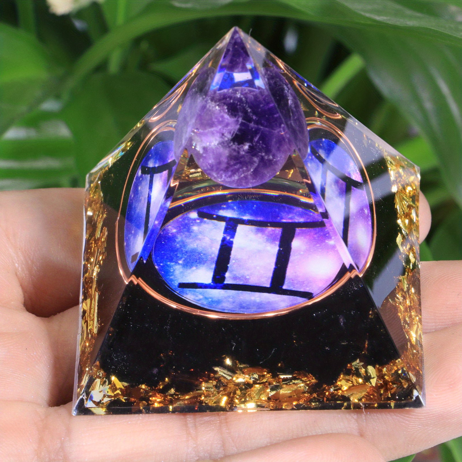 1pc Twelve Constellations Orgone Pyramid Amethyst Peridot Healing Crystal Energy