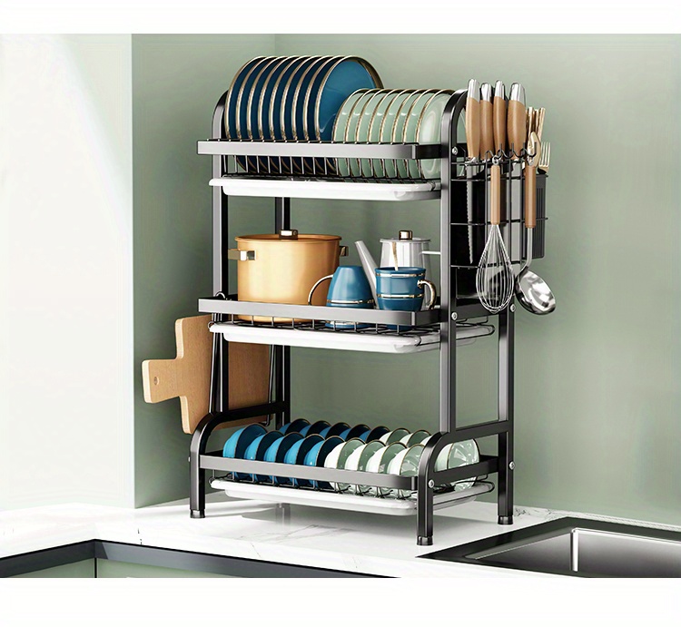 NUKied Dish Drying Rack, Dish Racks for Kitchen Counter, Space-Saving  Kitchen Drying Rack with a Cutlery Holder, Drying Rack for Dishes, Knives