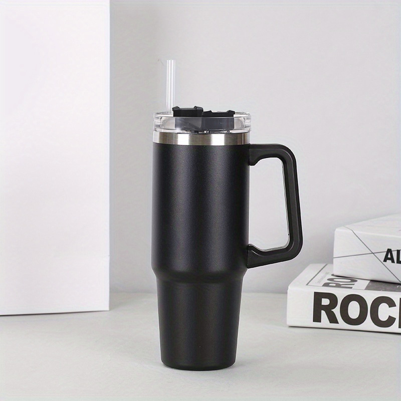 Mug Tumbler With Handle Insulated Tumbler With Lid And Straw Stainless  Steel Coffee Tumbler Thermal Cup For Car Office - Temu
