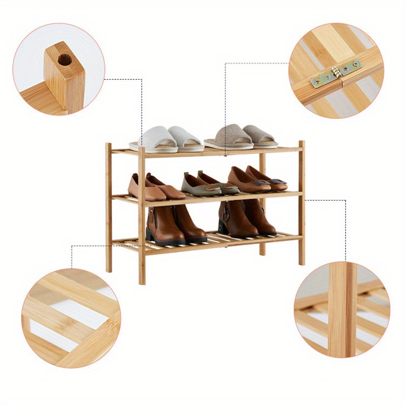 Bamboo Foldable Shoe Rack, Free Standing Shoe Organizer Storage Rack 2  tier, 2 tier - Dillons Food Stores