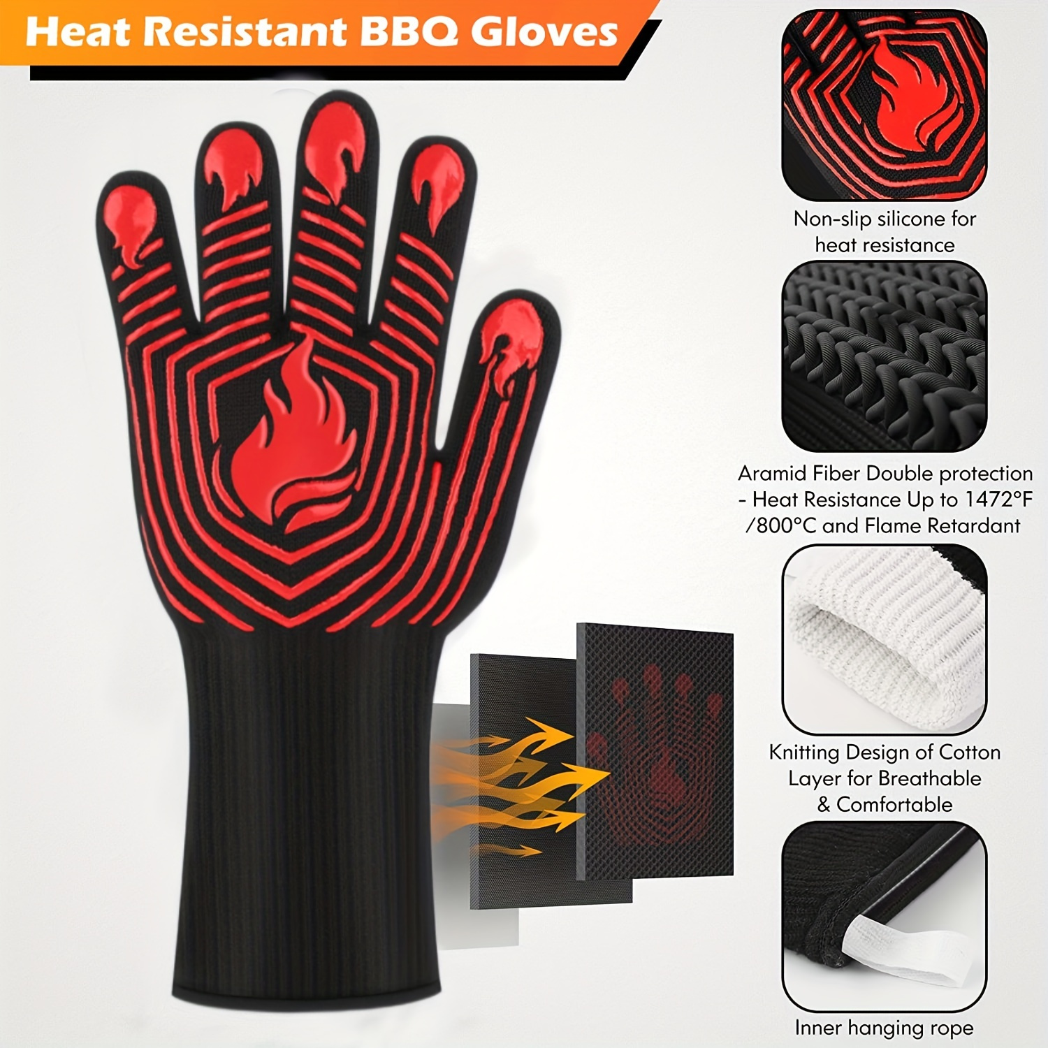 1pc Gants Barbecue Gants Résistants À Chaleur 1472°f Gants - Temu Canada