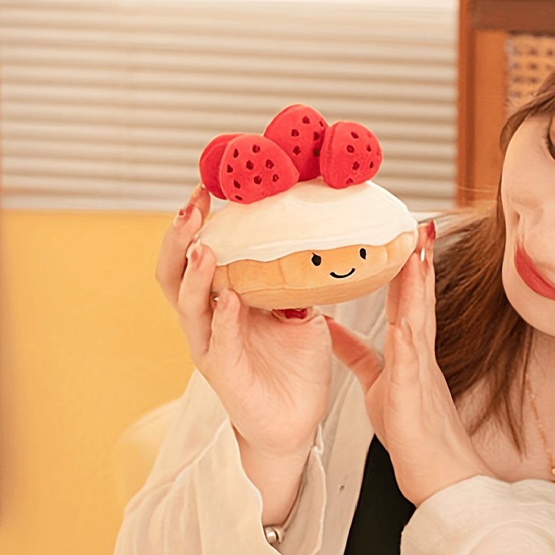 1pc Strawberry Cake Emotional Support Plush Stuffed Toy, Mini Version Cake  Children's Pretend Play Simulation Strawberry Cake