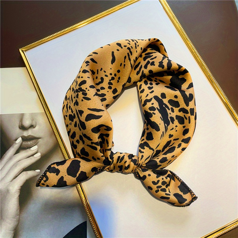 Leopard Print Vintage Bandana Classic Small Satin Square Scarf