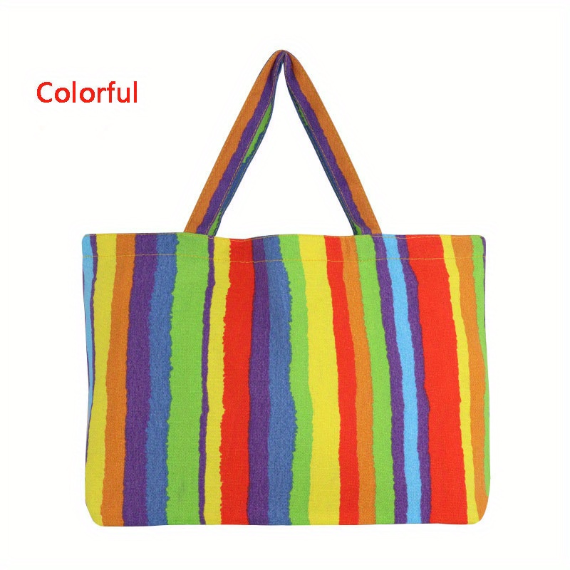 Crochet Pride Tote Bag Rainbow Shoulder Bag for School 