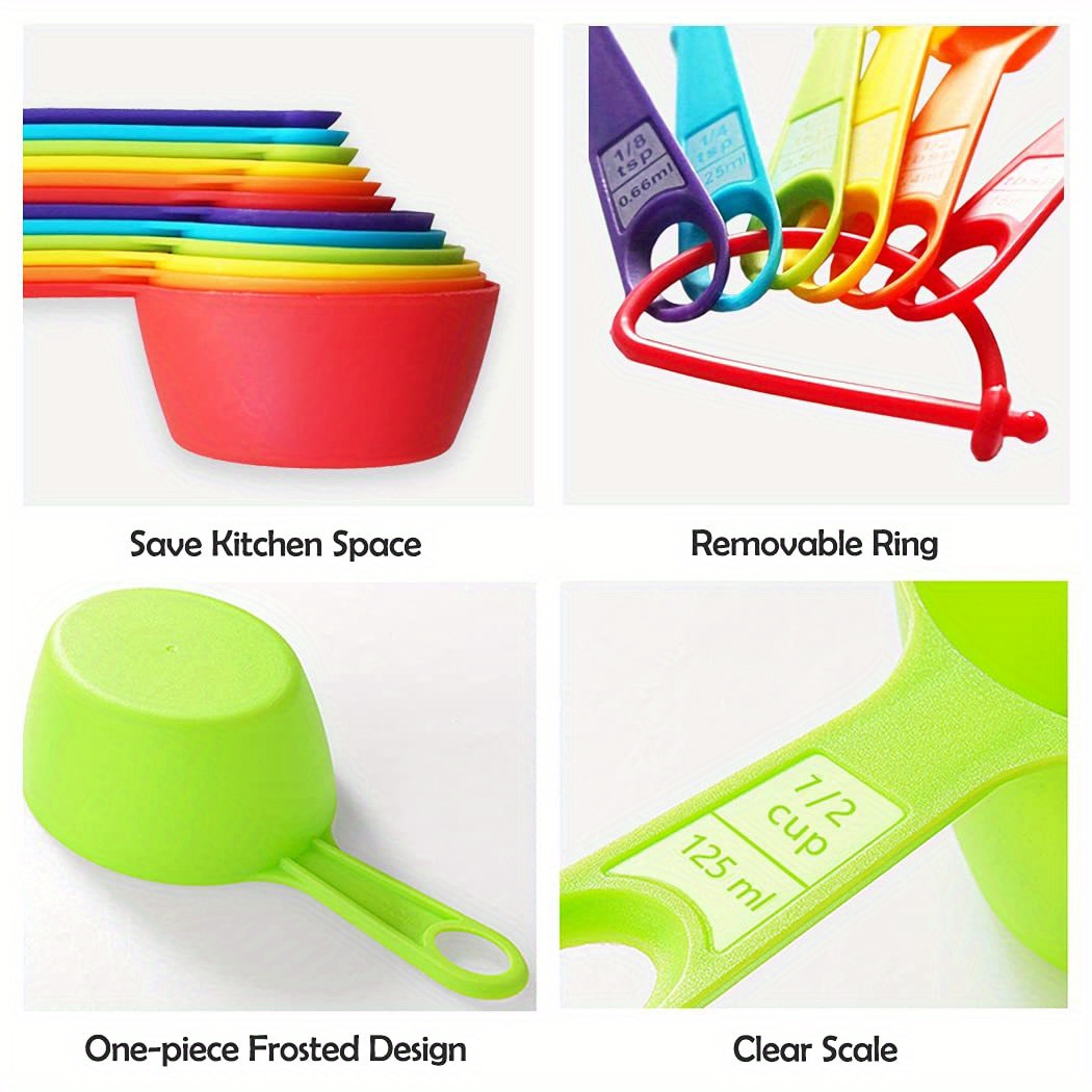 12pcs Plastic Measuring Cups And Spoons Set With Scale, Colored Kitchen  Baking Tools For Coffee, Milk Powder