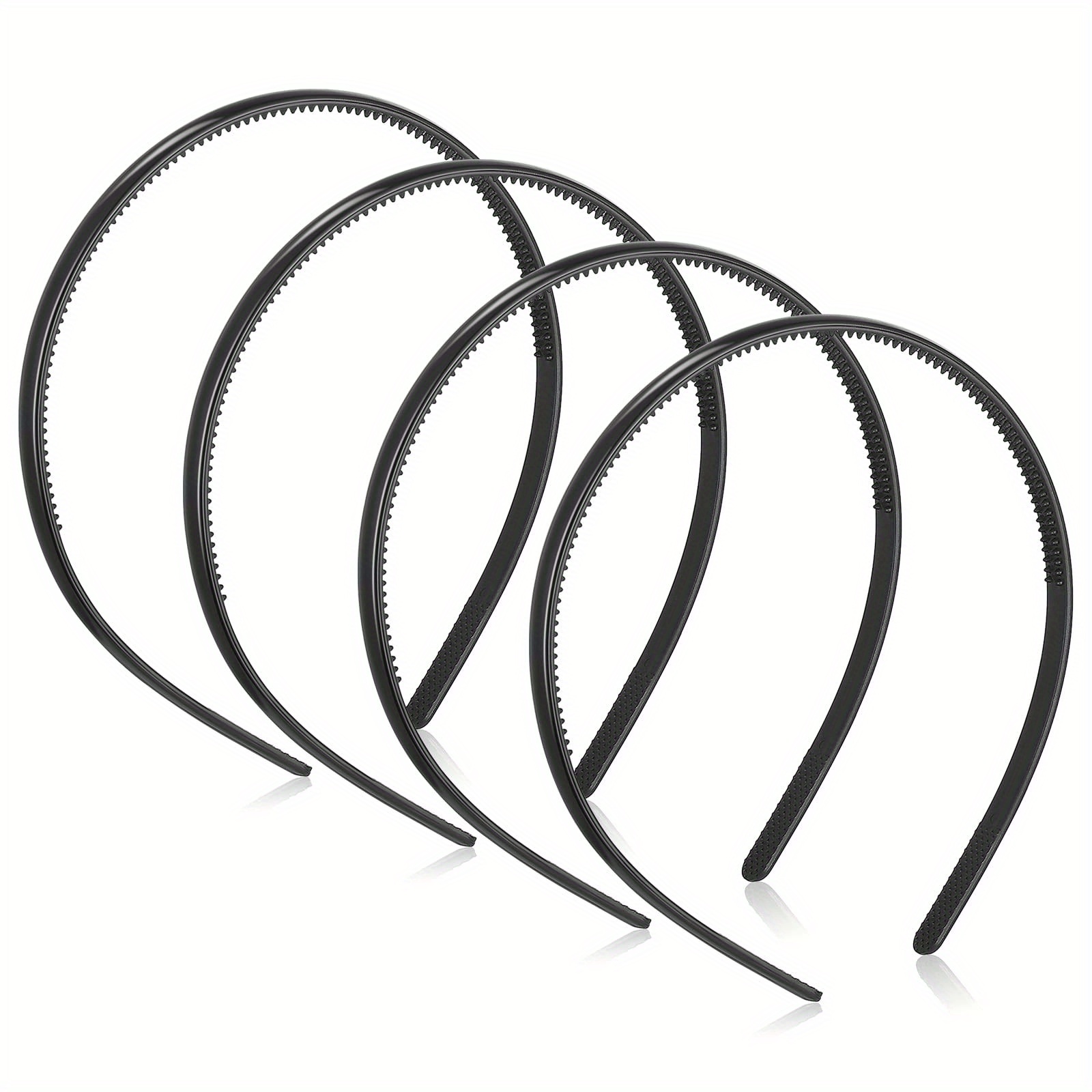 Image of 4pcs Elegant Non-slip Plastic Hairbands With Sleek Teeth Design - Fashion Accessory, Ideal For Stylish Updos & Graduation Ceremonies, Hair Accessory