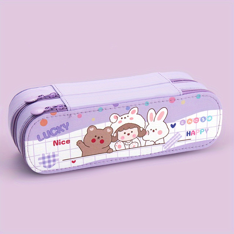 Kawaii Makeup Storage Bag Waterproof Transparent Pencil Case Large