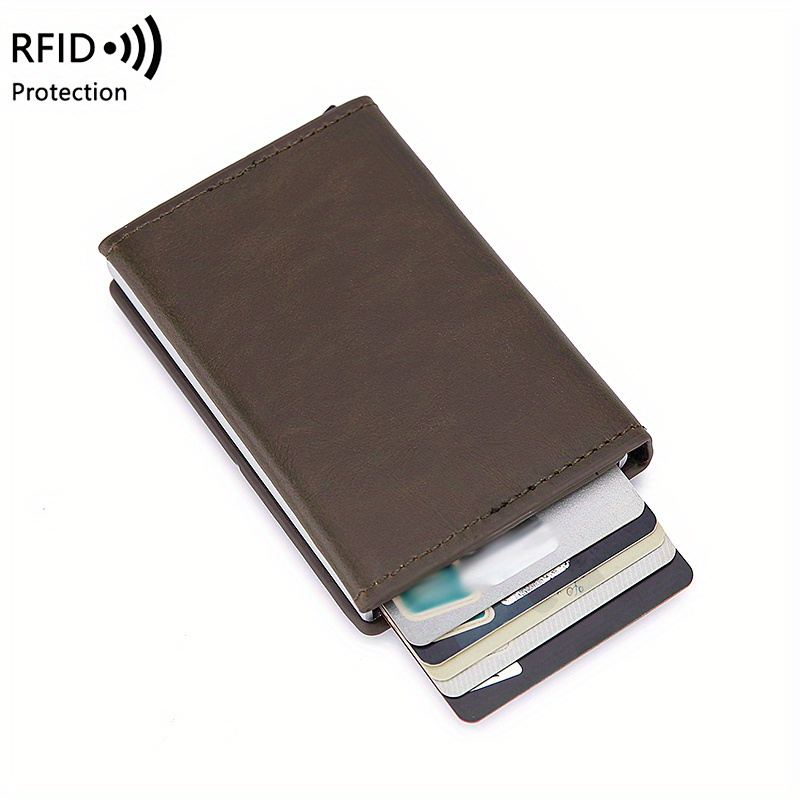 Mens Business Rfid Blocking Credit Card Holder Zipper Magnetic Buckle ...