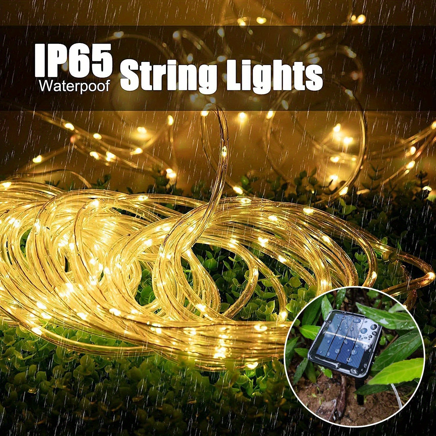 1 pack solar rope string light 39 4ft 100l 8 modes waterproof outdoor led copper wire lights for garden decor lamp wedding party tree xmas halloween holiday decoration lighting warm white multicolor details 3