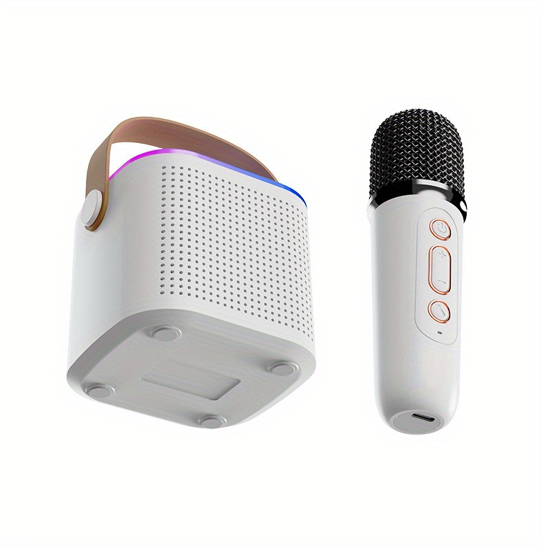 Drahtloses Bluetooth-Karaoke-Mikrofon, SGODDE Tragbares  Karaoke-Funkmikrofon mit mehrfarbigen LED-Leuchten, Noir-Lautsprecher- Mikrofon für