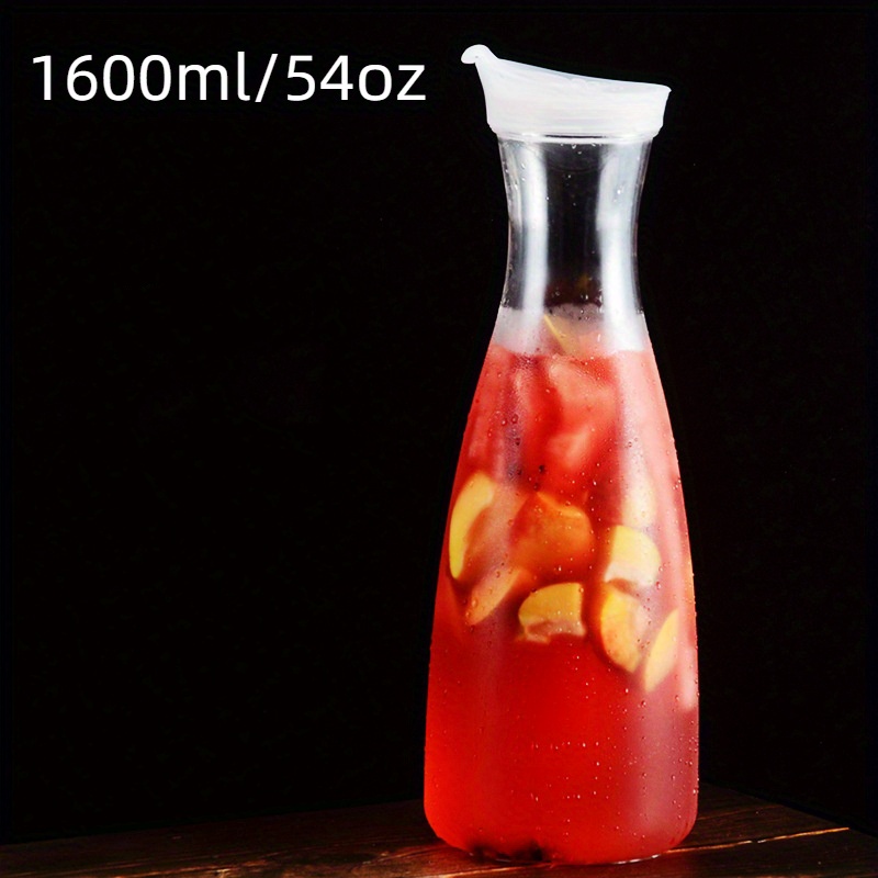1/2pcs Durable Acrylic Jar, Perfect For Cold Juices & Milk, Anti-Fall  Drinking Bottles, Plastic Carafe With Lid, Clear Juice Bottles, Flip Tab  Lid Pr