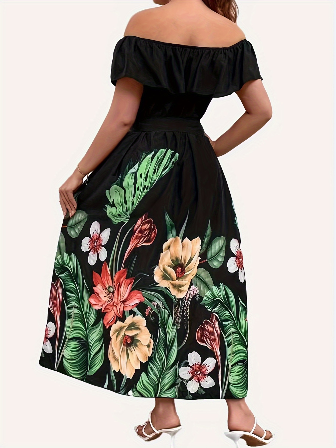 Vestidos imperio de hombros descubiertos con escote en forma de corazón Verde Oscuro Tallas Grandes