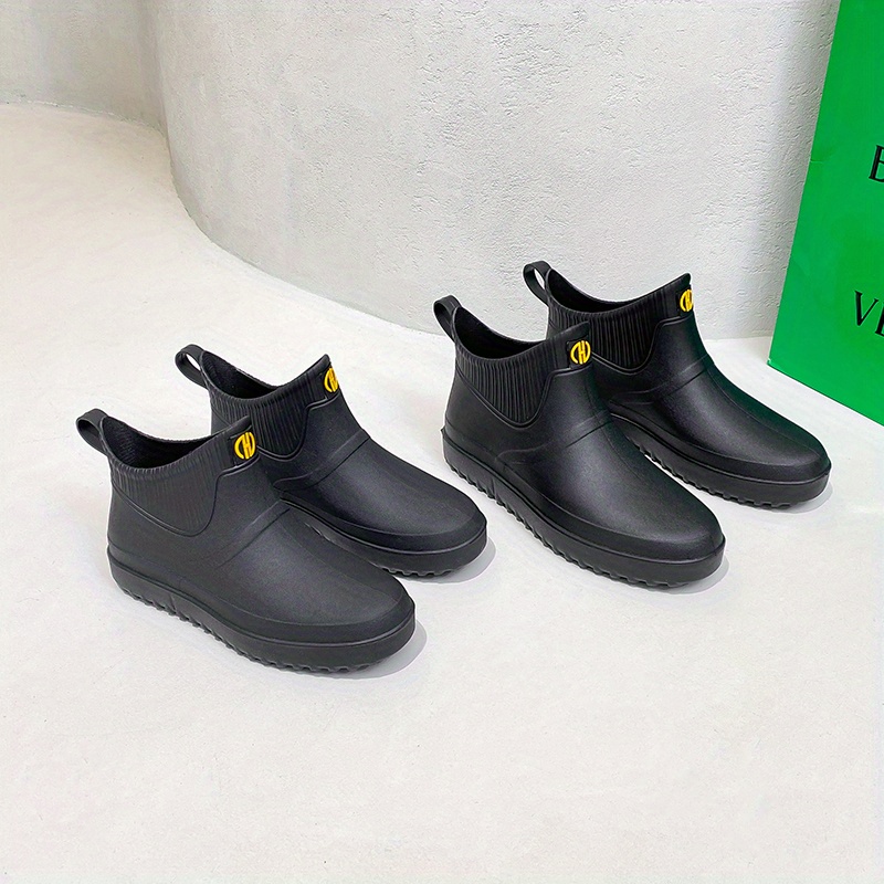 gakvov Rain Boots For Men Short Tube Non-Slip Waterproof Shoes Rain Boots  Outdoor Rubber Water Shoes Plush Warm Fishing Shoes 