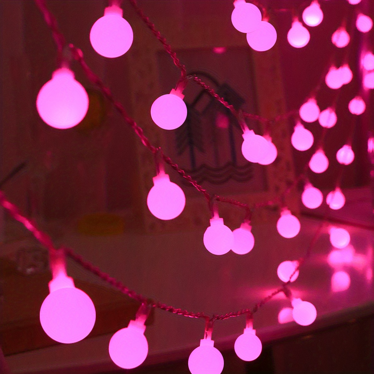 Guirlande lumineuse 6m 40LED pour fille chambre salon imperméable recharger  prise de ronde rose - Cdiscount Maison
